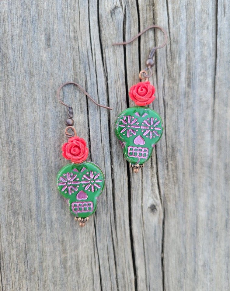 Sugar Skull Dia De Los Muertos Mexican Earrings