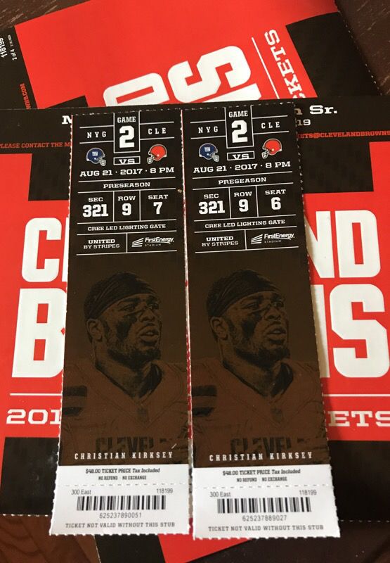 Browns Tickes $100 for 2