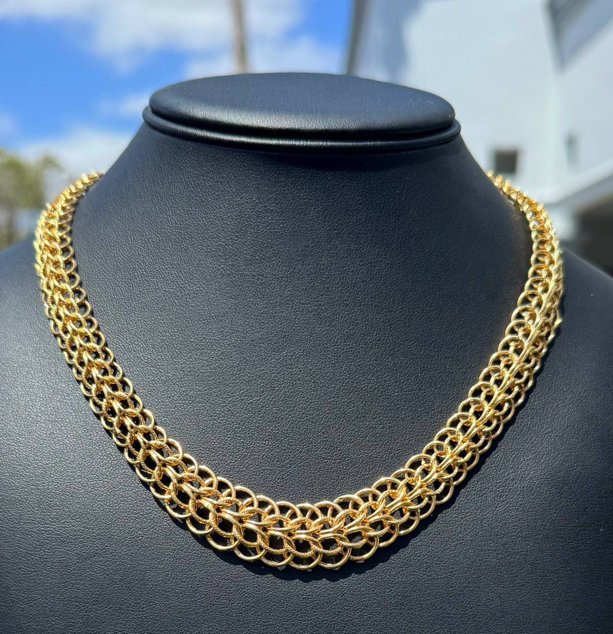 Jewelry 14k yellow gold technibond diamond cut circle necklace chain 18" 12.0mm width