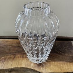 Tiffany And Co Oriental Flower Optic Swirl Vase Crystal Glass 13.5in Tall