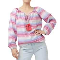 J. CREW striped blouse with tassel detail women’s Size Medium 