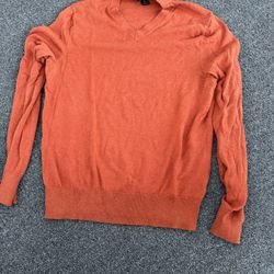 Banana Republic Heather Cotton Yarn Red V Neck Sweater Mens Size S