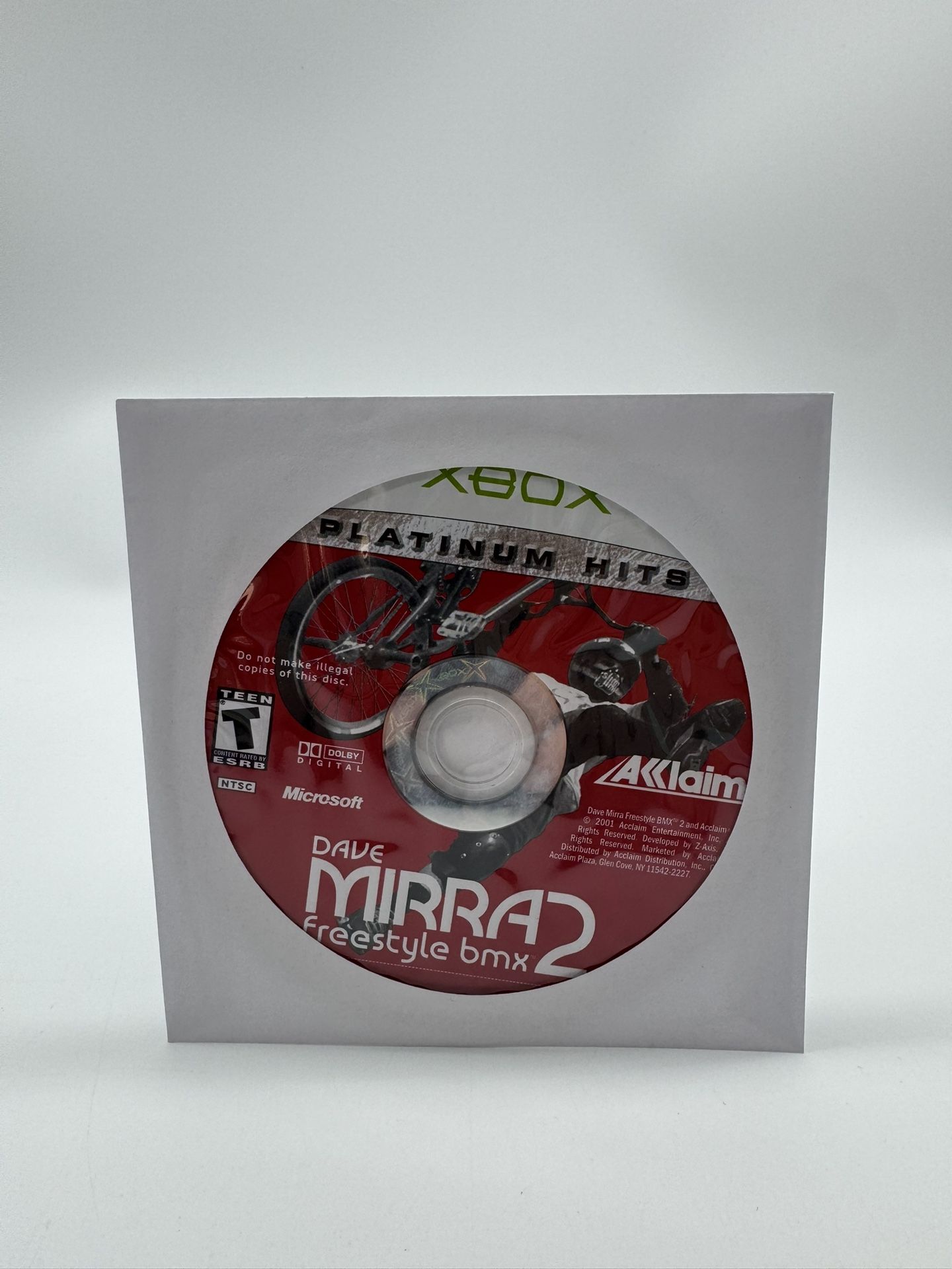 Dave Mirra Freestyle BMX 2 Platinum Hits (Microsoft Xbox, 2003) Disc Only Tested