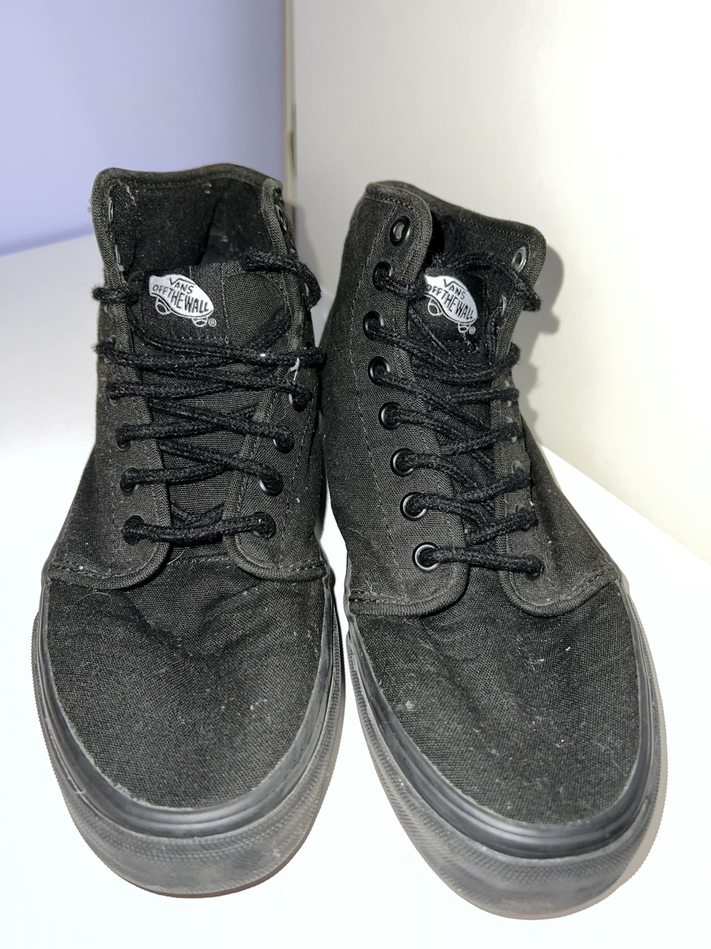 Vans 106 Hi Top Canvas Black On Black Classic Skate Shoes/Sneakers (GREAT CONDITION) - $60