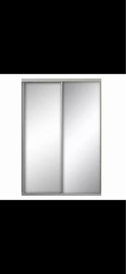 71 in. x 80 1/2 in. Contractors Wardrobe Savoy White Steel Frame Mirrored Interior Sliding Closet Doors