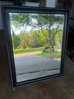 Large Decorative Black Framed Mirror – 46” x 38”