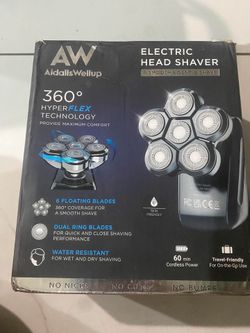 AidallsWellup 360 Hyperflex Tech Electric Head Shaver Wet/Dry USB for Men