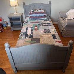 Pottery Barn Kids Catalina Twin Trundle Bed, Nightstand And Mattress