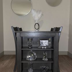 Timbre Built-In Bookshelf Grey Counter Table Set