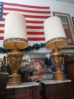 Pair Of Gold Color Lamps