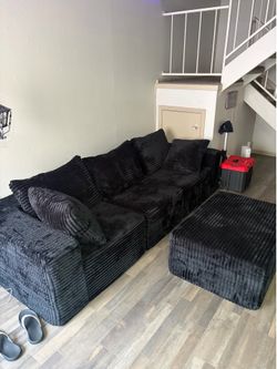 Black boneless corduroy couch
