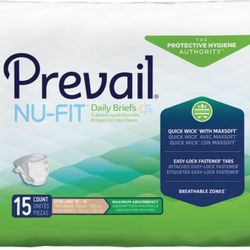 Brand New 12 Packages Of Prevail Daily Briefs / Diapers.  Still Sealed Never Open 