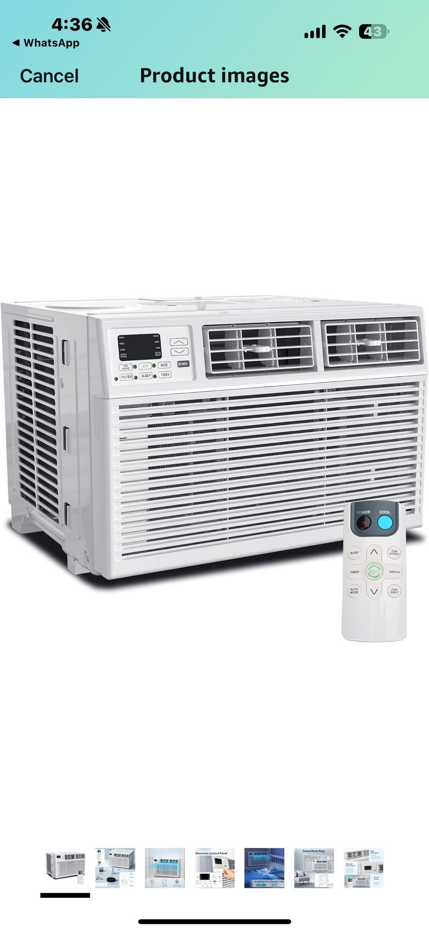 Antarctic Star 8,000 BTU Air Conditioner Winodw Unit Cools up to 350 Sq. Ft. with 7 Modes, Ultra-quiet Window AC Unit with Remote Control, Easy to Ins