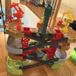 Thomas & Friends Multi-Level Toy Track Set, Trains & Cranes Super Tower, 2.5 Ft Tall With Several Characters