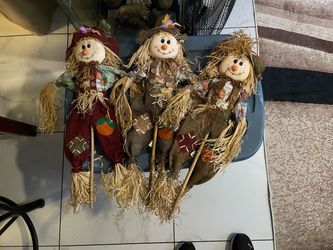Fall Harvest Scarecrow Decorations Set of 3