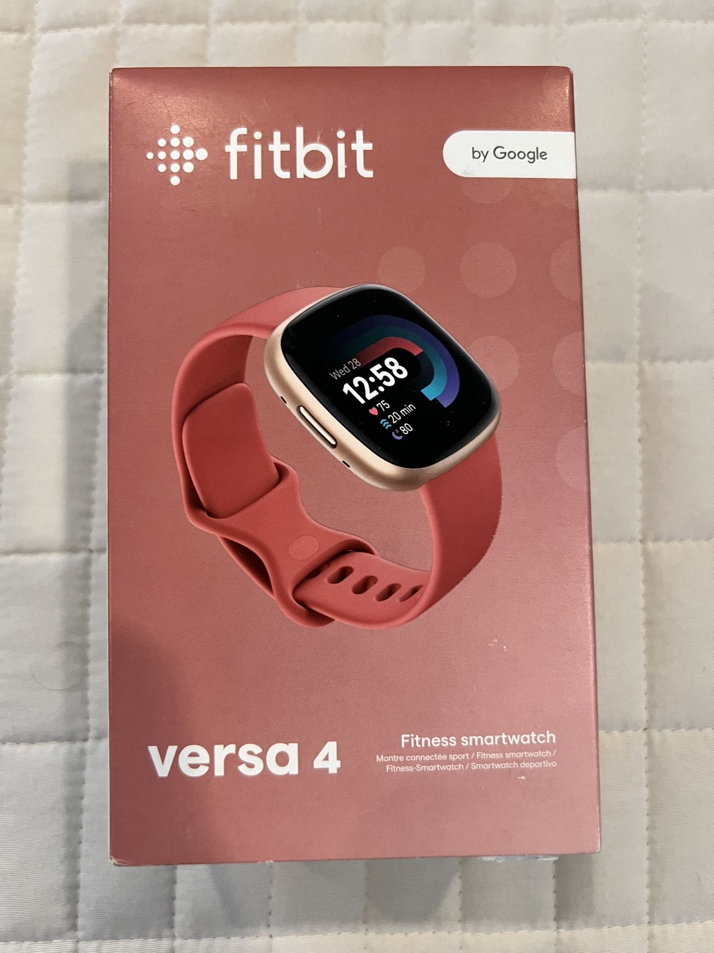 Fitbit Versa 4 Fitness Smartwatch. Pink Sand/Rose Gold