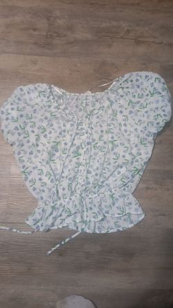 Floral Puff Sleeve Blouse with Tie Waist