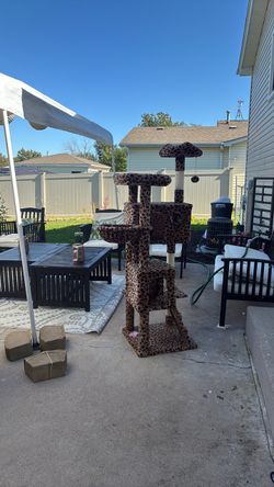 Tall Leopard Print Cat Tree Tower