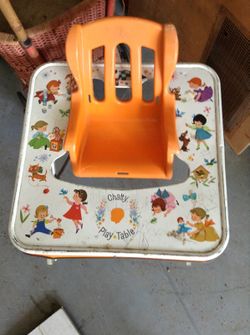 Chatty Cathy doll table on wheels