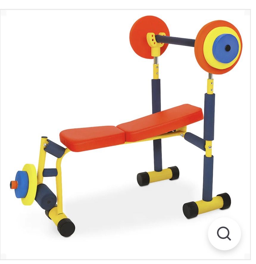 Fun & Fitness For Kids Exercise Equipment Weight Lifting Bench Set (Open Box)