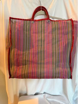 Large Beach Bag, Tote Bag, Striped, Colorful