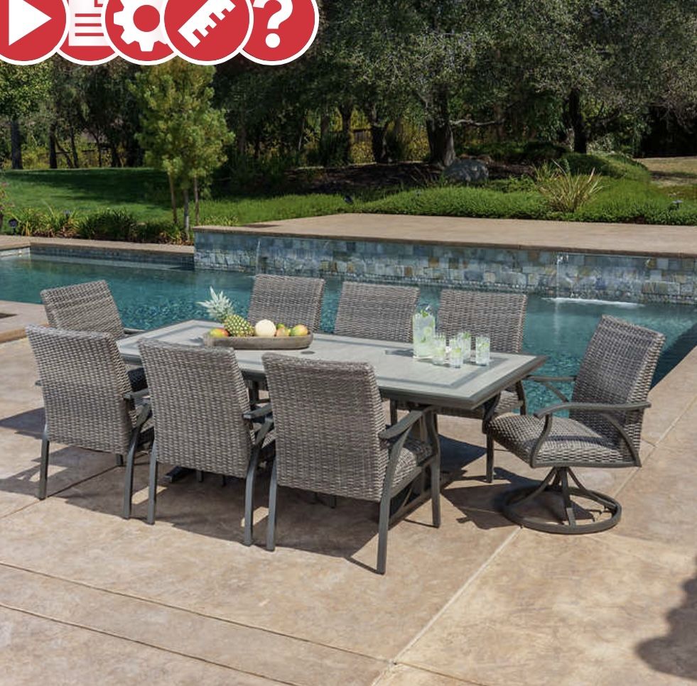 SunVilla Cobalt 9-piece Outdoor Patio Dining Set