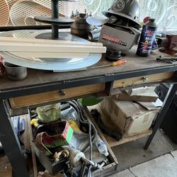 Four Drawer Work Shop Table Garage Wooden And Metal