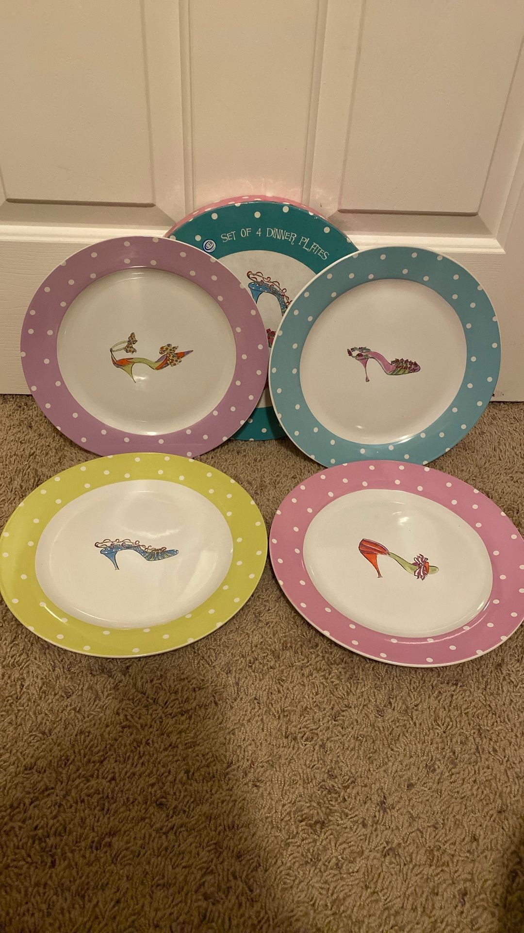 New Rosanna Designer Shoe Stiletto Heels Circular Polka For Pastel Plates Set