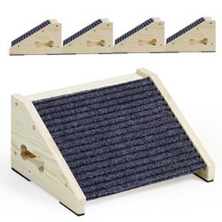 4 Pack Wooden Dog Ramp for Stairs Suits for Small Medium Dogs Cats, Pet Steps Stairs for Staircase Stairs with Anti-Slip Bottom for Dogs Cats Light Gr