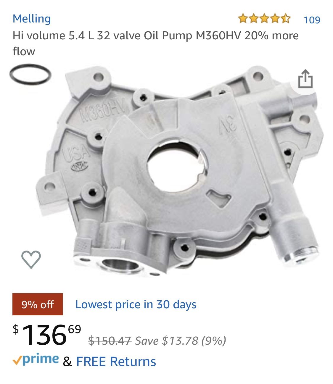 Melling Hi volume 5.4L Oil Pump