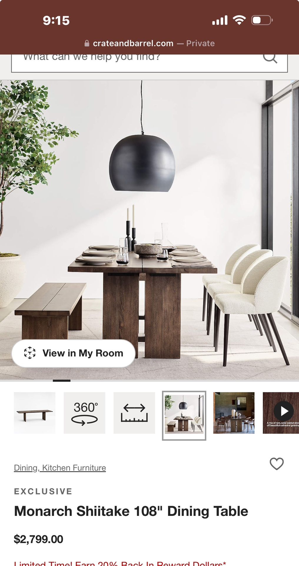 Crate And Barrel Dining table