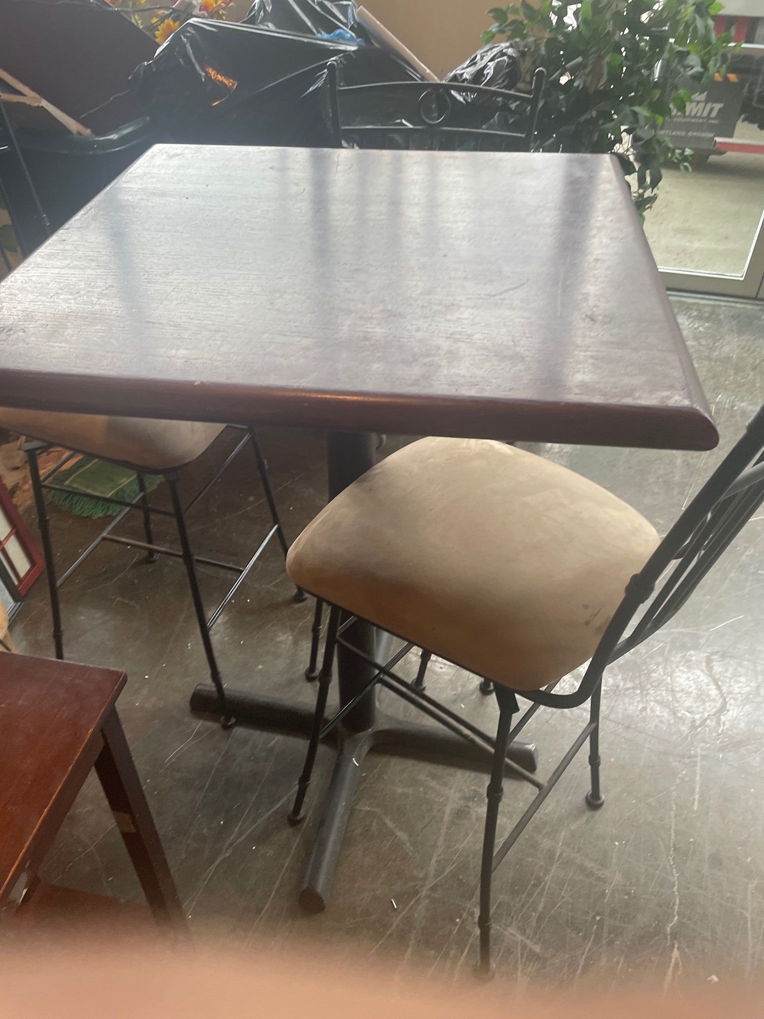 Cherry Wood Bistro Kitchen Table With Three Chairs