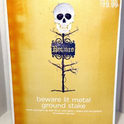 2009 Target Brands “Beware Lit Metal Ground Stake” Halloween Decoration