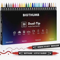 26 Colors Acrylic Paint Pens, Dual Tip Acrylic Paint Markers with Fine Tip and Dot Tip, Paint Marker