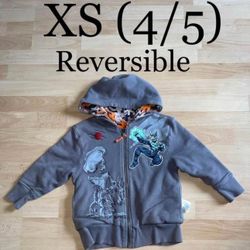 Disney Store Power Rangers Reversible Sweater Hoodie  Size XS 4/5
