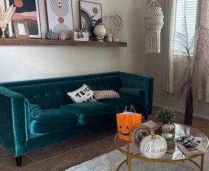 Beautiful emerald green sofa