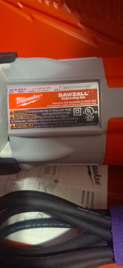 Milwaukee Corded Full Size Sawzall