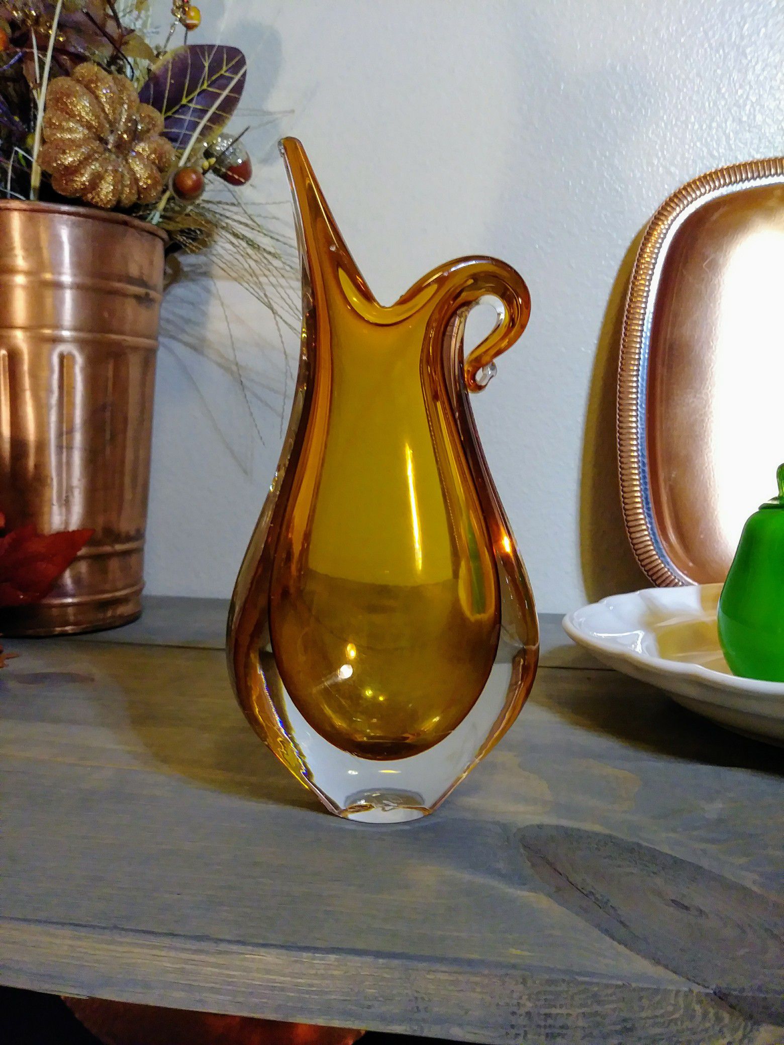 1950's murano sommerso uranium art glass vase