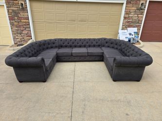 Charcoal Gray Chesterfield Sectional Sofa