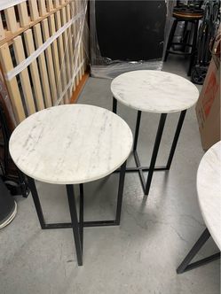 White stone side tables