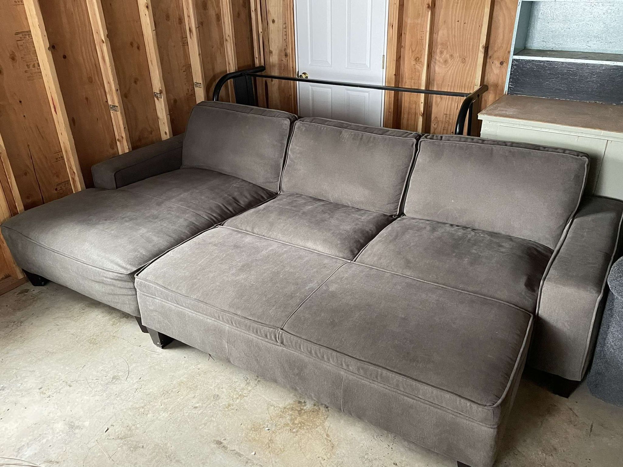 Grey L Shaped Sectional Couch With Storage Ottoman “WE DELIVER”