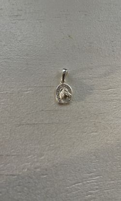 Horse And Horse Shoe Pendant Silver 