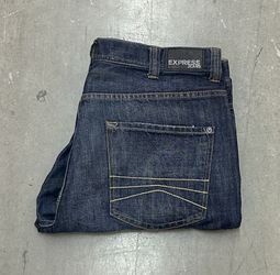 Men’s EXPRESS JEANS Boot Cut SIZE 38W 34L 👀(please read description)