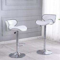 New 2 White Bar Stools 