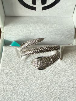Effy Silver Snake Wrap Ring with Diamond Pave