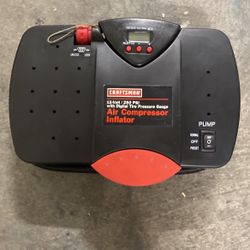 Craftsman 12V Portable Air Compressor Inflator with a digital tire pressure gauge. Hel