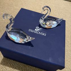 Swarovski Flirting Swans Crystal Figurines (With Box & Receipt)