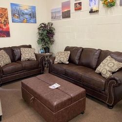 Breville Espresso Living Room Set Ashley /Sofa and Loveseat 