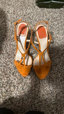 Dior Orange Suede Heels