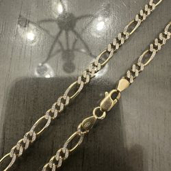Solid 14k Two-Tone Gold Figaro Necklace Chain 5mm Wide 19” Length Heavy